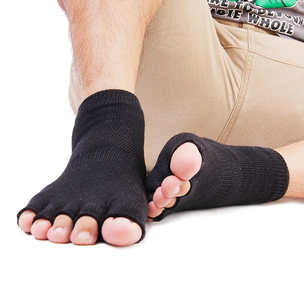 1 Pair Unisex Five Fingers Open Toe Socks Breathable Warm Yoga Casual Black