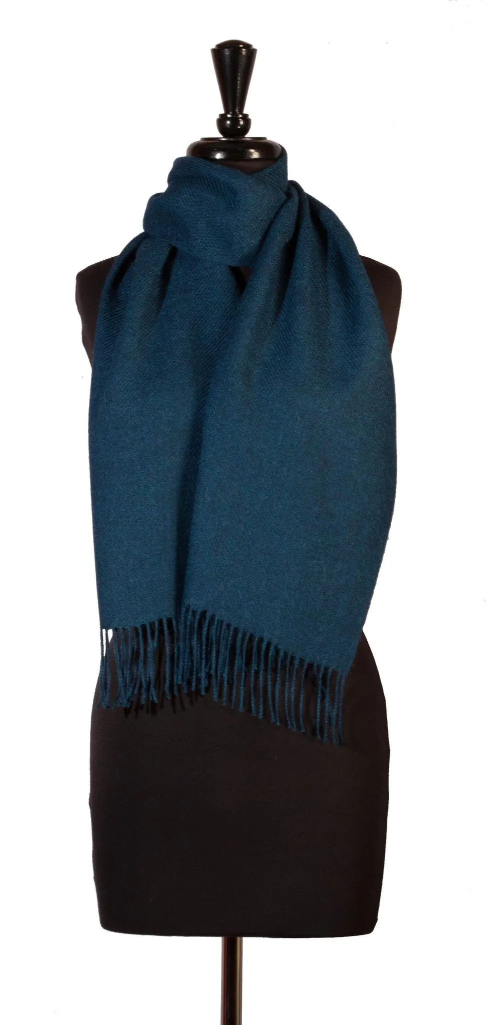 100% Baby Alpaca Woven Scarf - Melange Teal