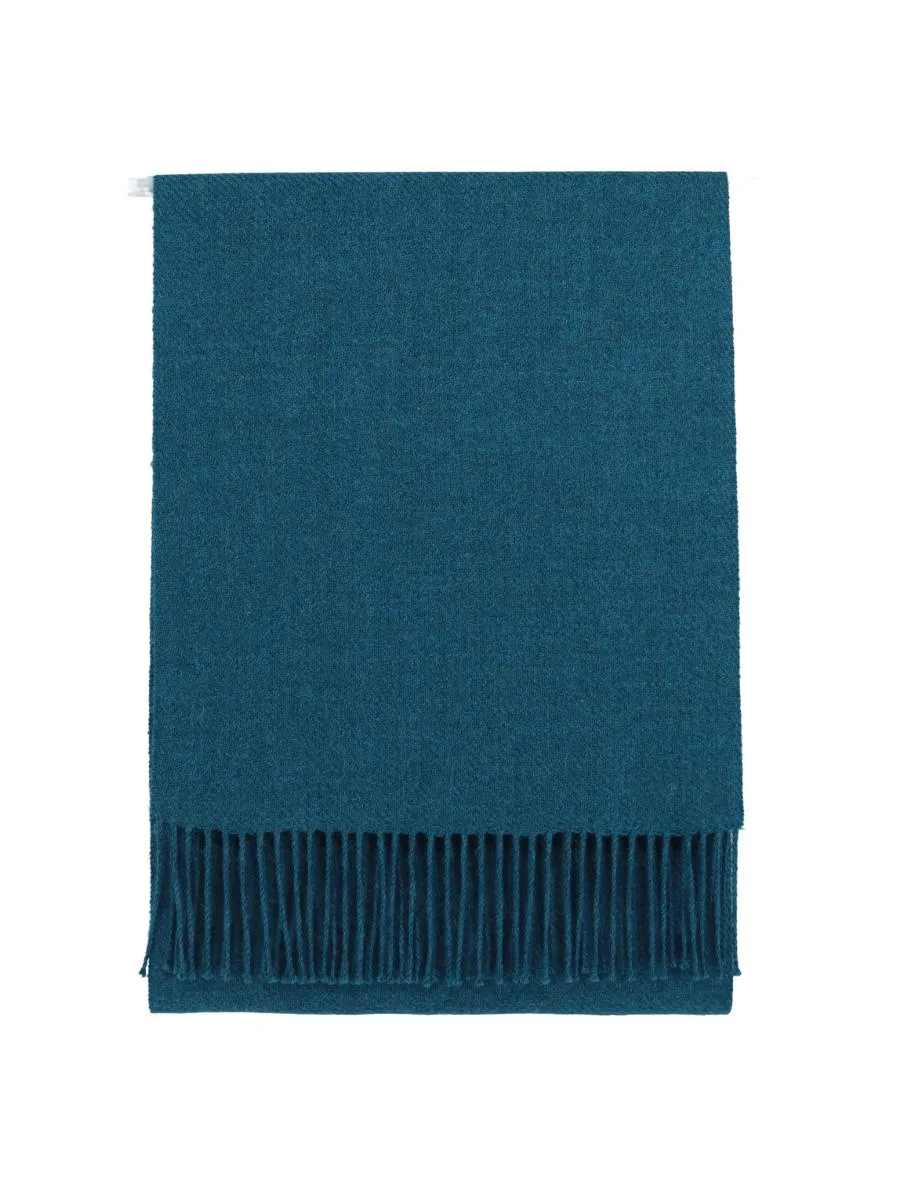 100% Baby Alpaca Woven Scarf - Melange Teal