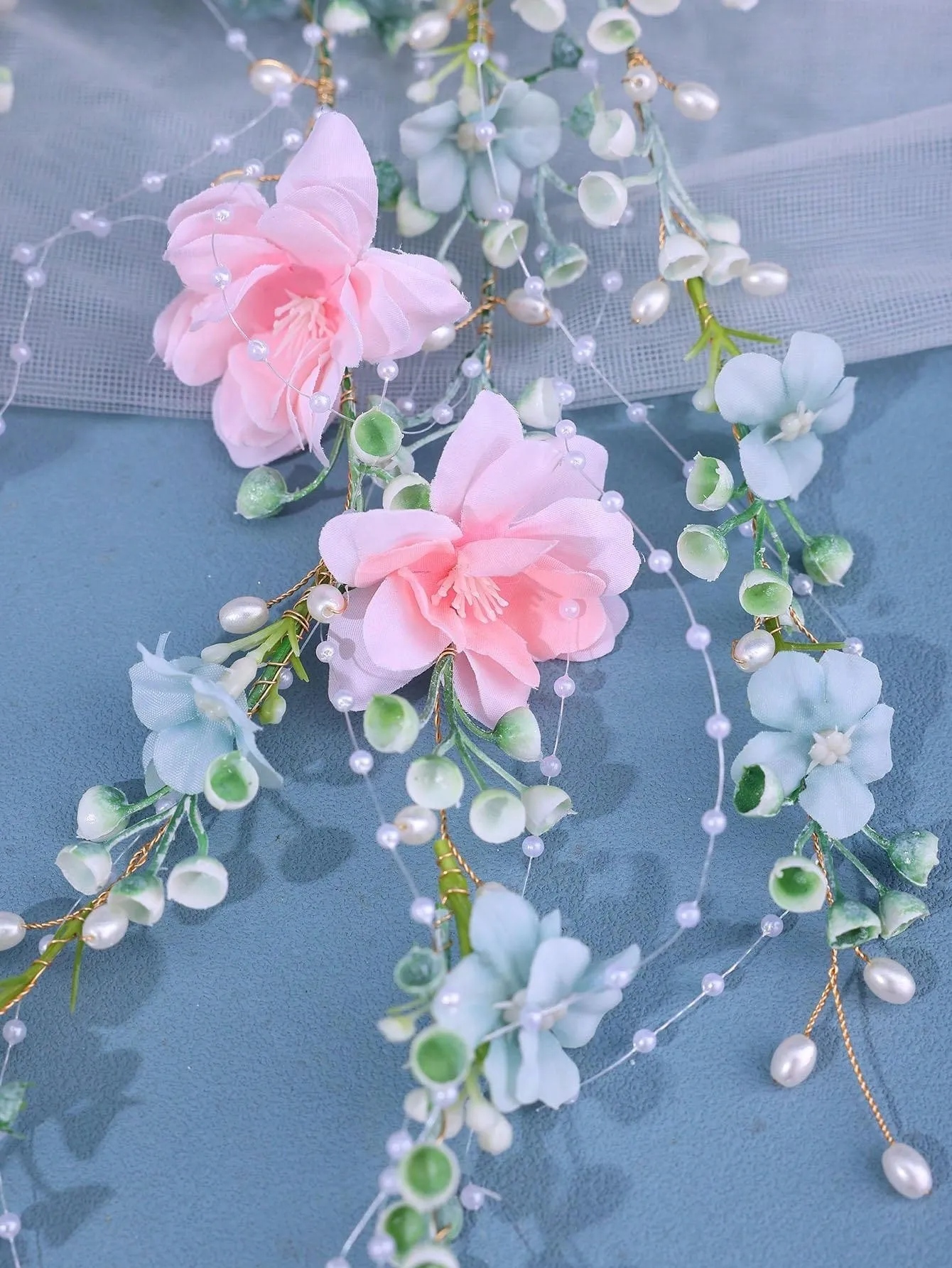 1pc Ladies' Green Elegant Hairband Crown With Flowers And Leaves. Perfect For Bridal Or Party Wear Boho