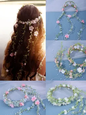 1pc Ladies' Green Elegant Hairband Crown With Flowers And Leaves. Perfect For Bridal Or Party Wear Boho