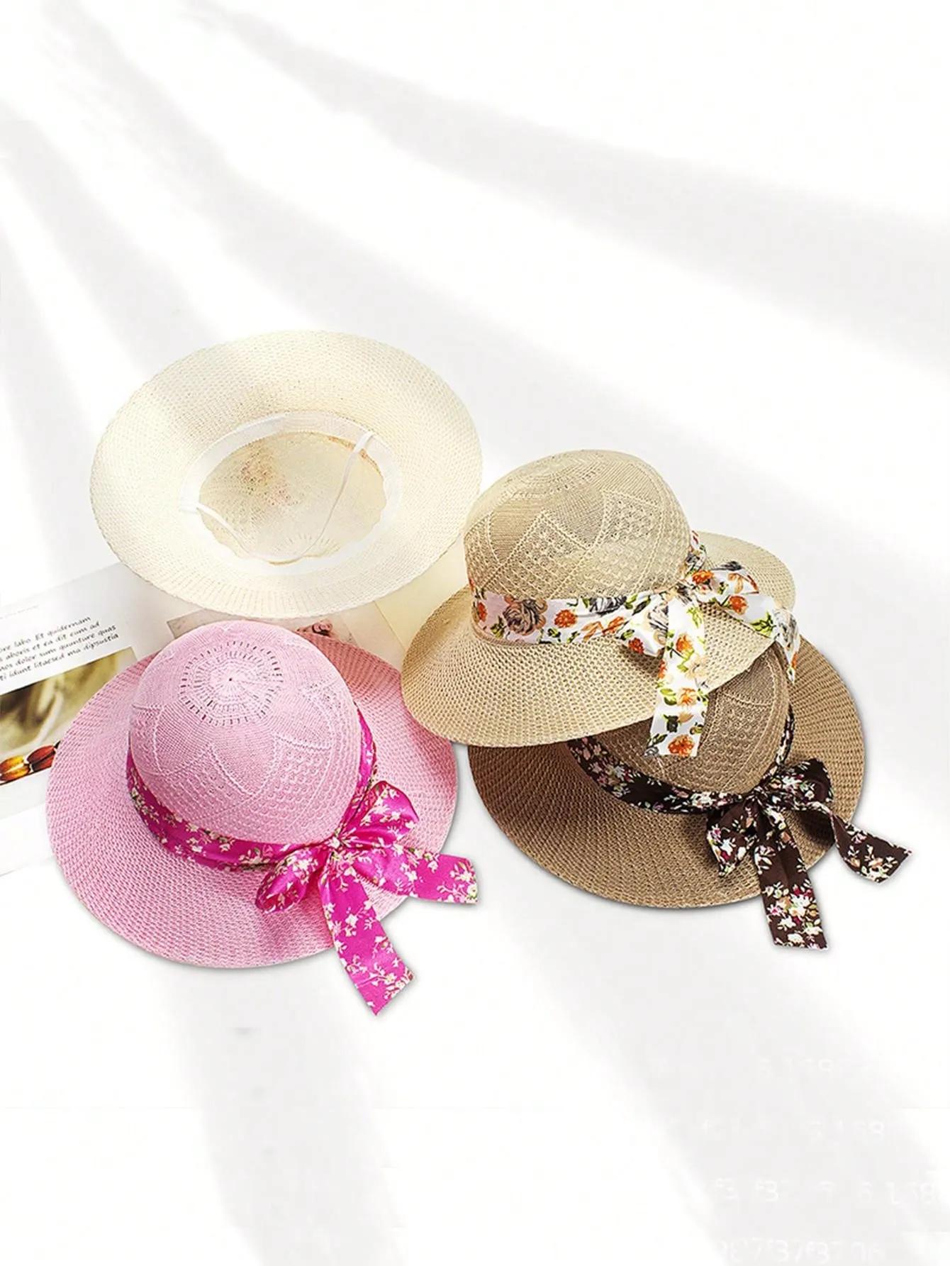 1pc Ladies' Sun Hat With Small Brim, Floral Ribbon, Breathable Summer Straw Hat For Outdoor Travelling