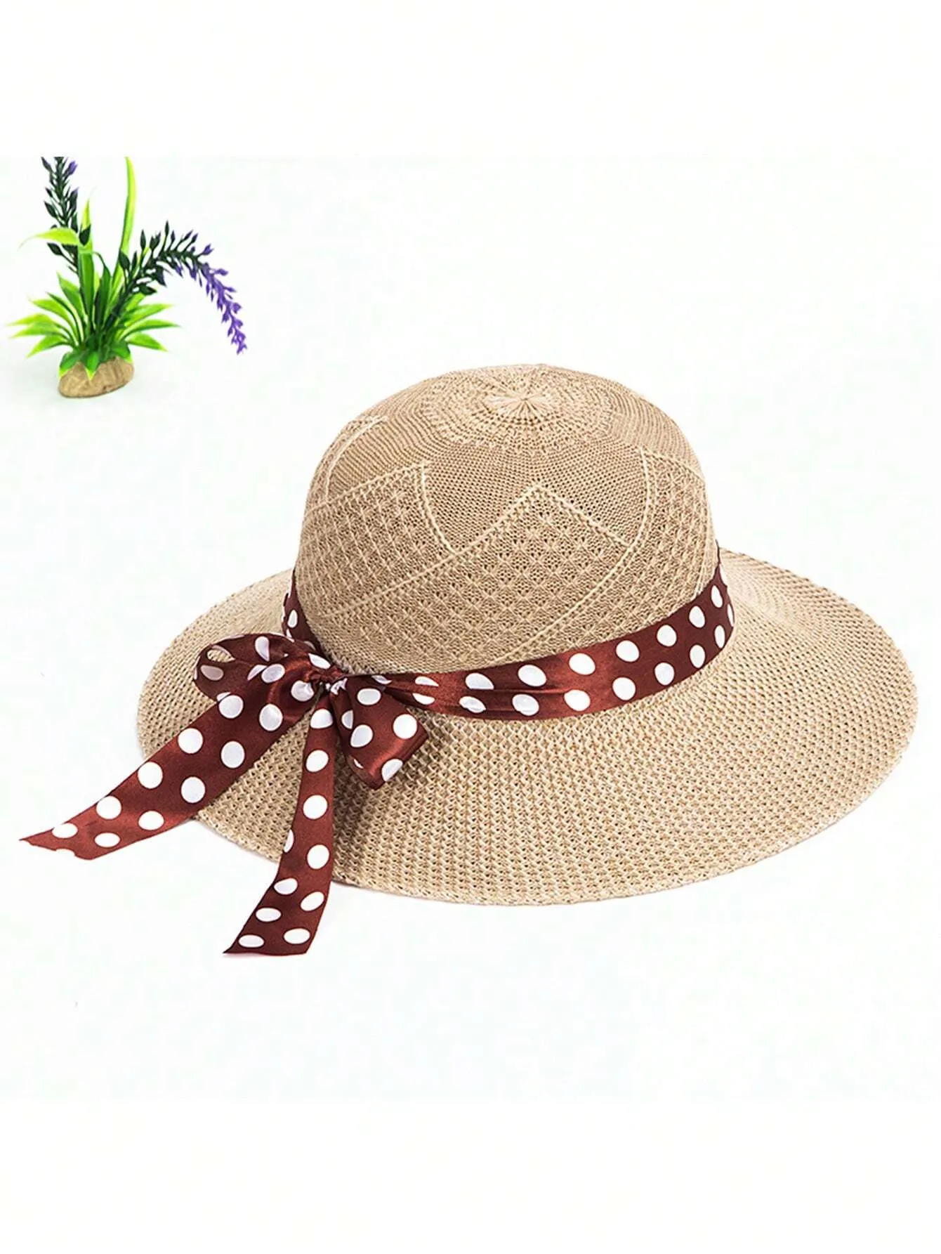 1pc Ladies' Sun Hat With Small Brim, Floral Ribbon, Breathable Summer Straw Hat For Outdoor Travelling