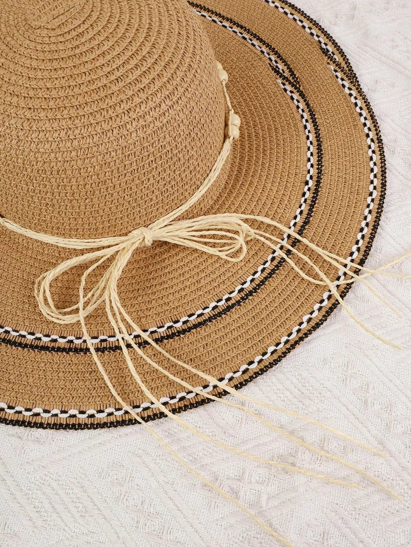 1pc Sun Straw Hat Summer Hat Fluffy Beach Hat Lady, Super Temperamental Straw Hat