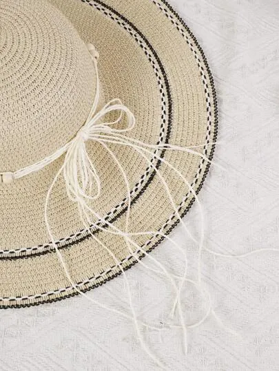 1pc Sun Straw Hat Summer Hat Fluffy Beach Hat Lady, Super Temperamental Straw Hat