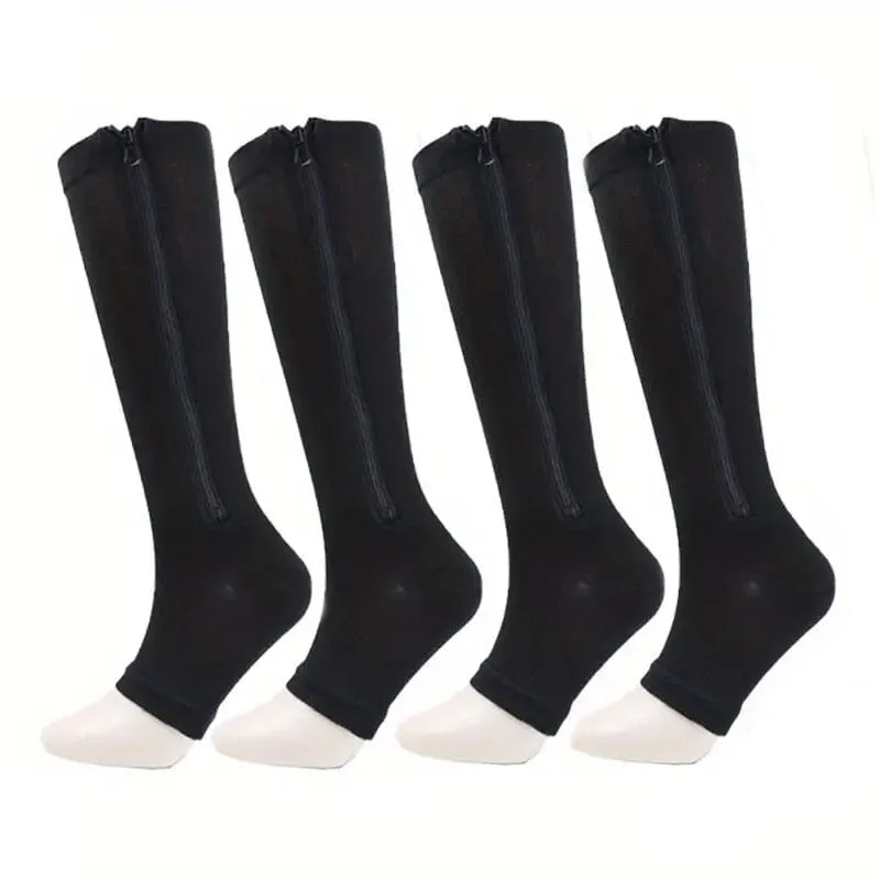 2-Pairs: Women's Open Toe Sports Compression Socks