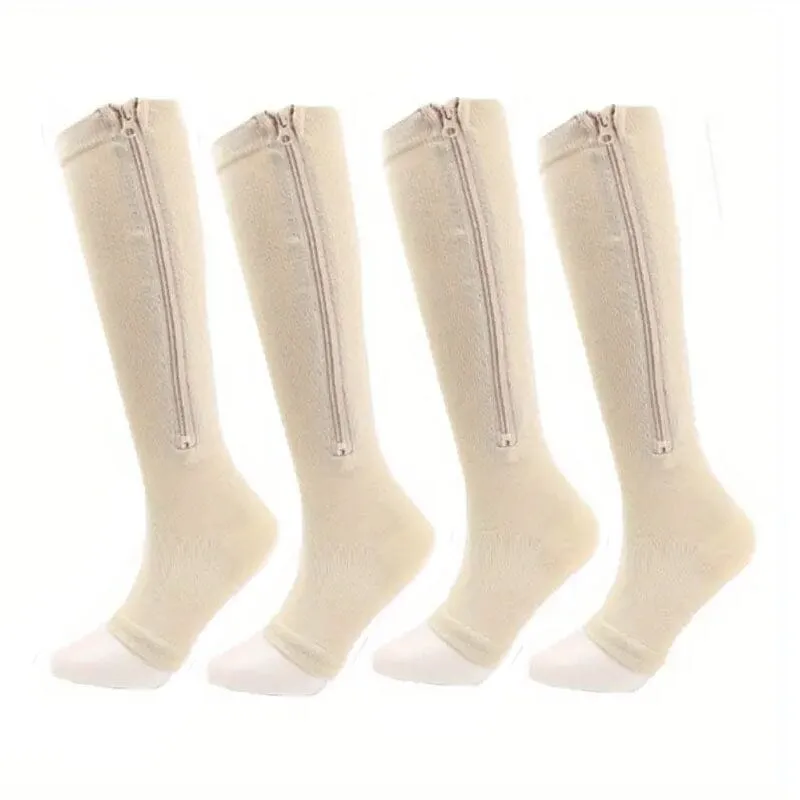 2-Pairs: Women's Open Toe Sports Compression Socks