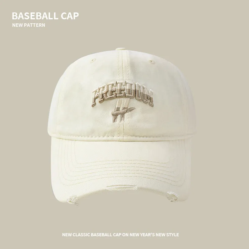 2024 New Gradient Letters Frayed Embroidery Soft Top Baseball Cap Style Spring and Summer Versatile Couple Peaked Cap Trendy