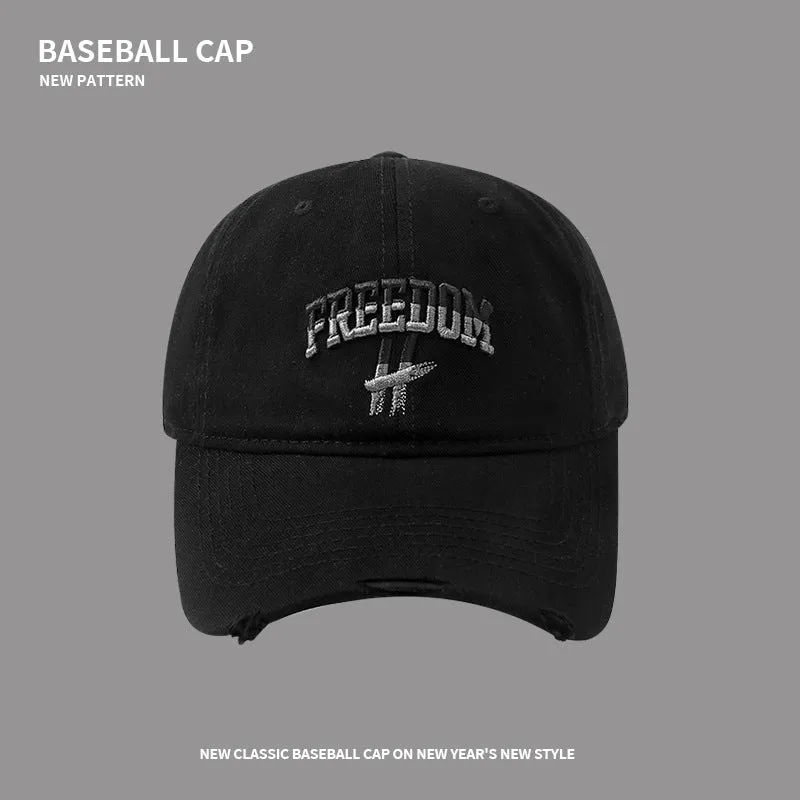 2024 New Gradient Letters Frayed Embroidery Soft Top Baseball Cap Style Spring and Summer Versatile Couple Peaked Cap Trendy