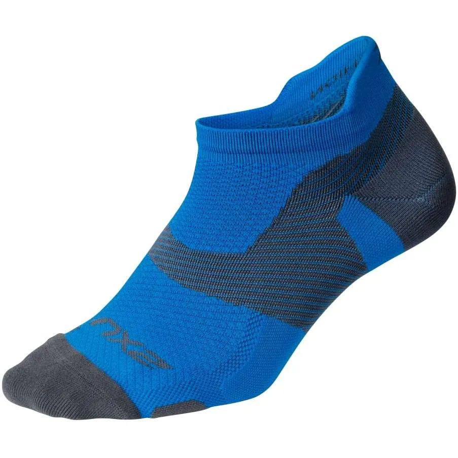 2XU Women's Vectr Light Cushion No Show Socks - Vibrant Blue Grey