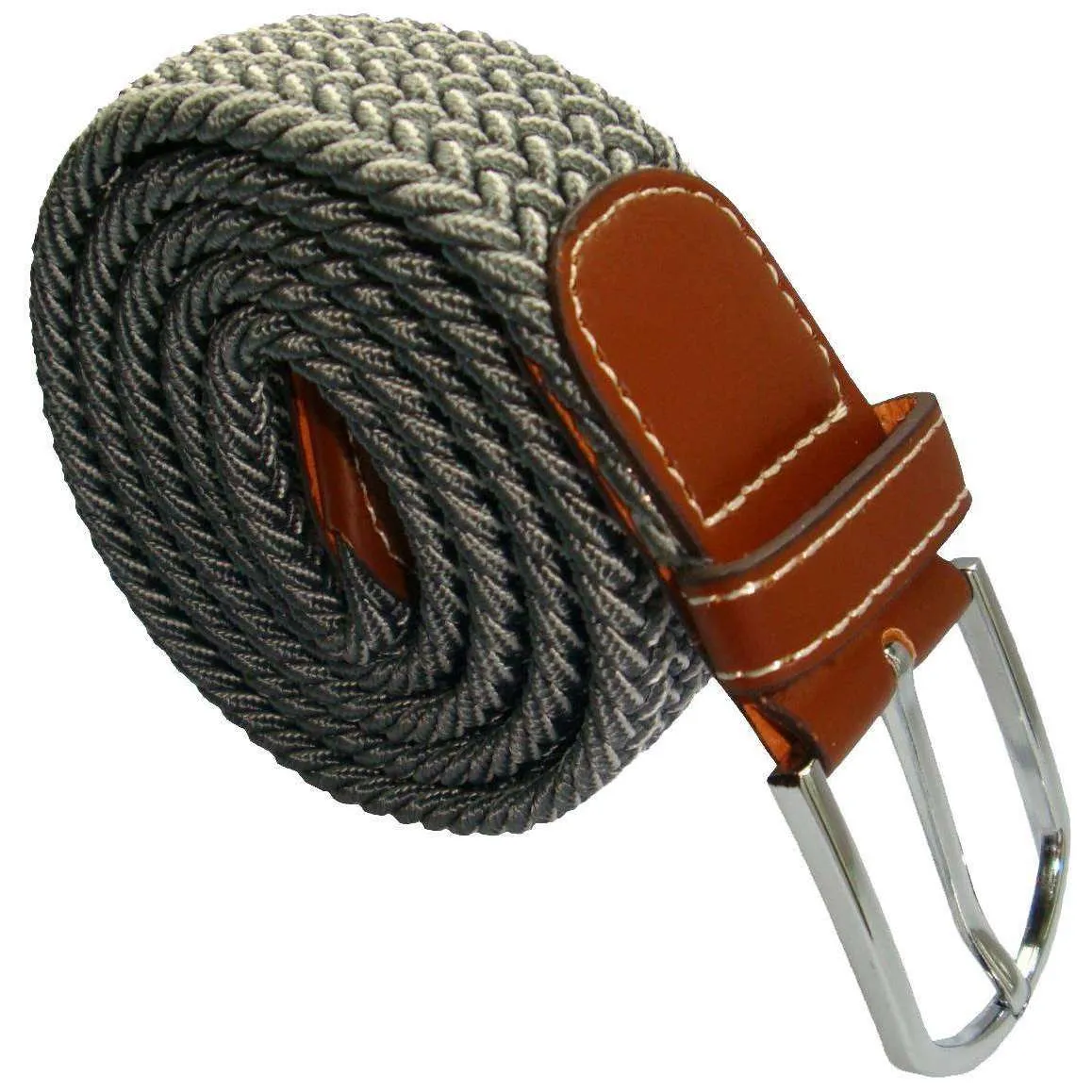 Bassin and Brown Chevron Stripe Elasticated Woven Belt - Grey