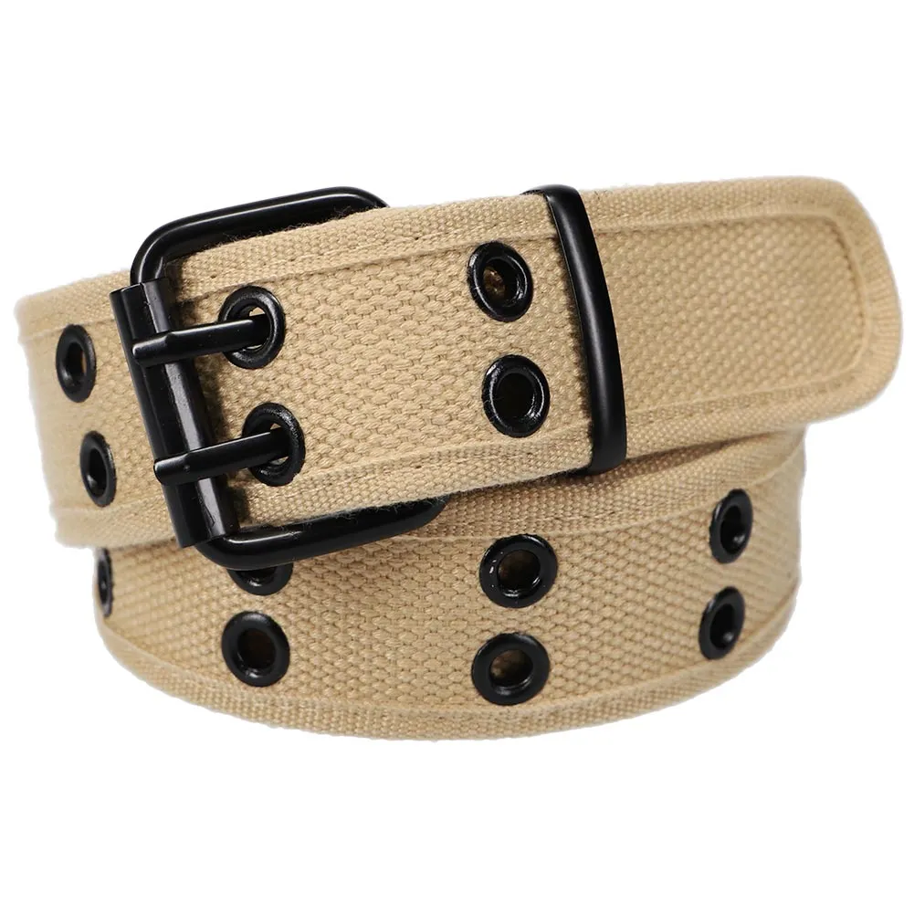 Beige Double Grommet Belt