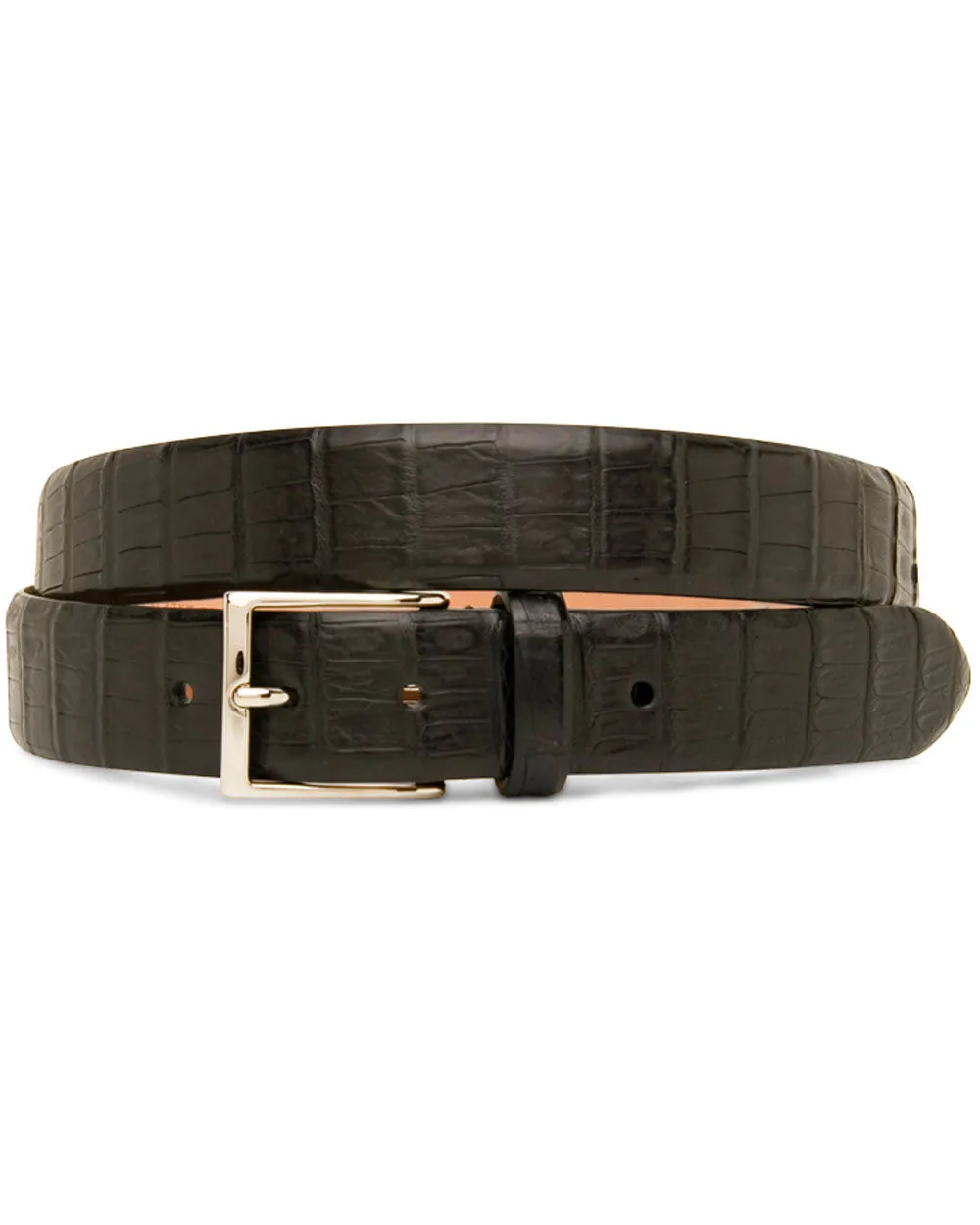 Black Crocodile Leather Belt