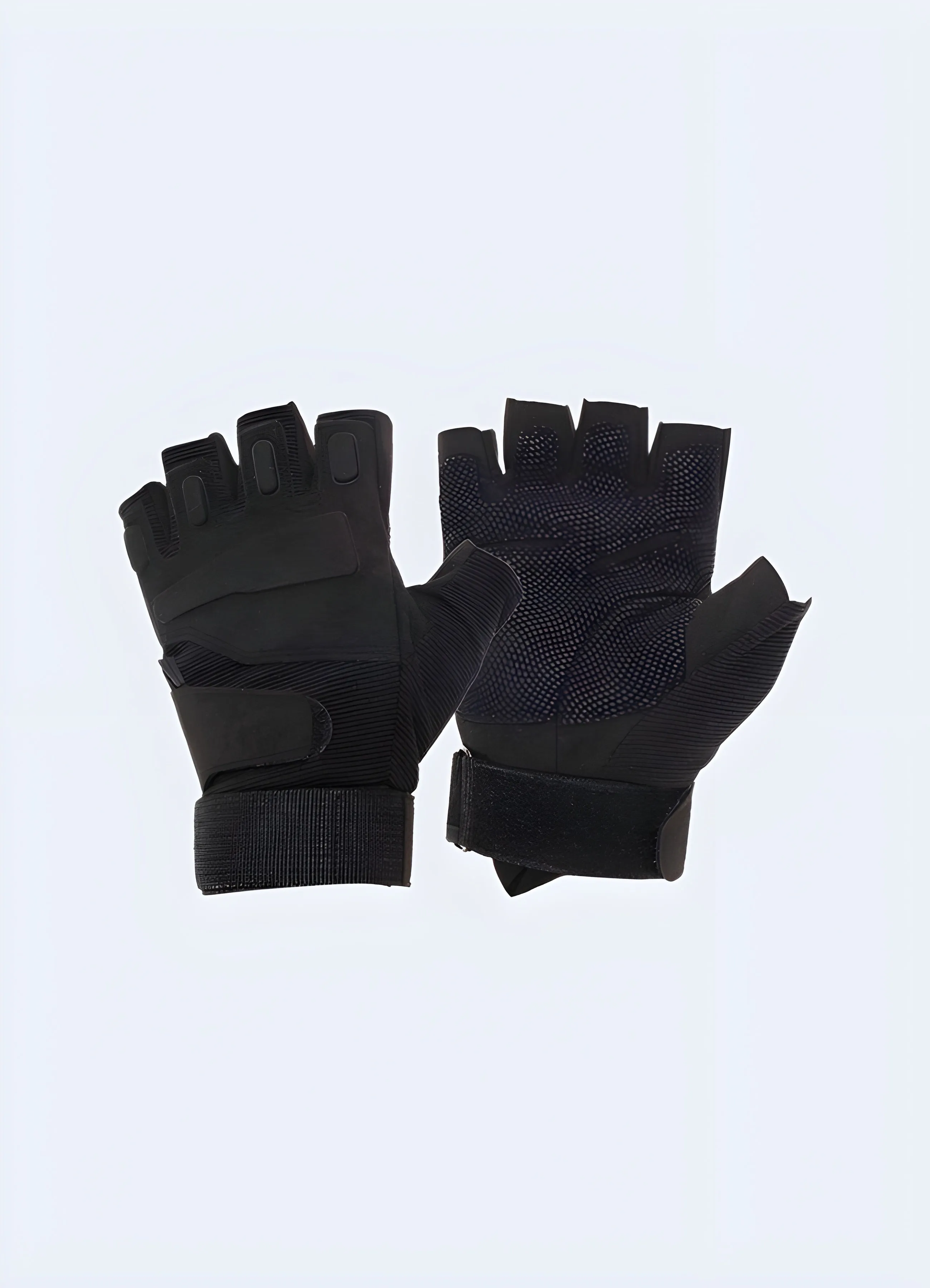 Black Tactical Fingerless Gloves