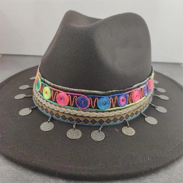 Boho Brim Wool Felt Fedora Panama Hat