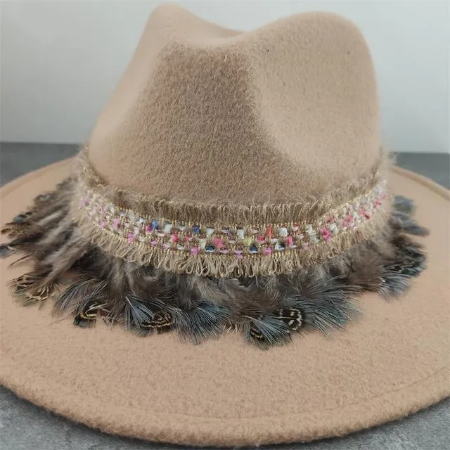 Boho Brim Wool Felt Fedora Panama Hat