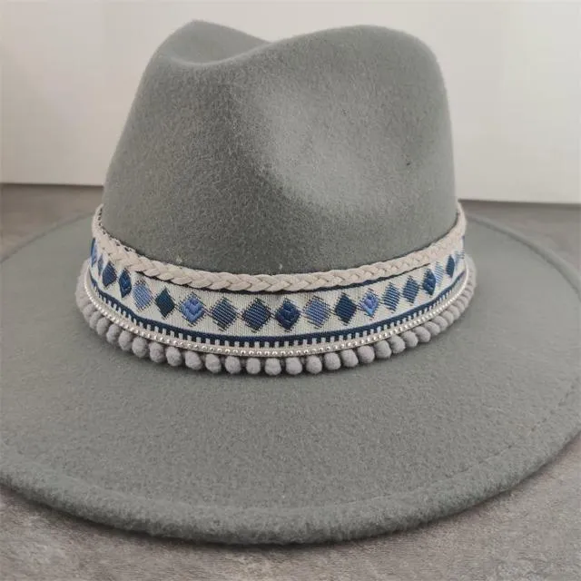 Boho Brim Wool Felt Fedora Panama Hat