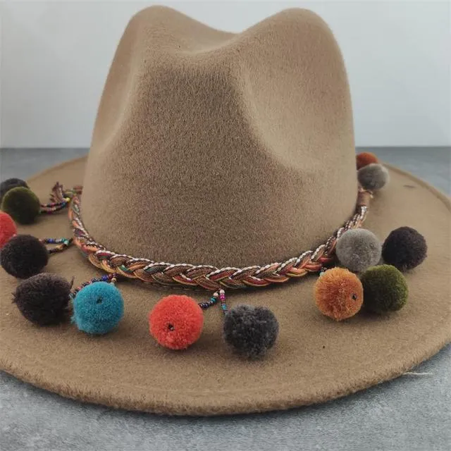 Boho Brim Wool Felt Fedora Panama Hat