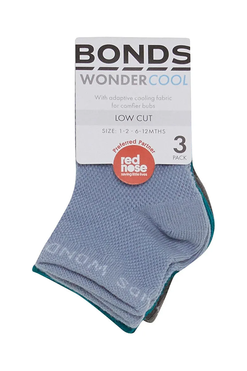 Bonds Baby Wondercool Socks 3 Pack - Charcoal/Teal/Denim