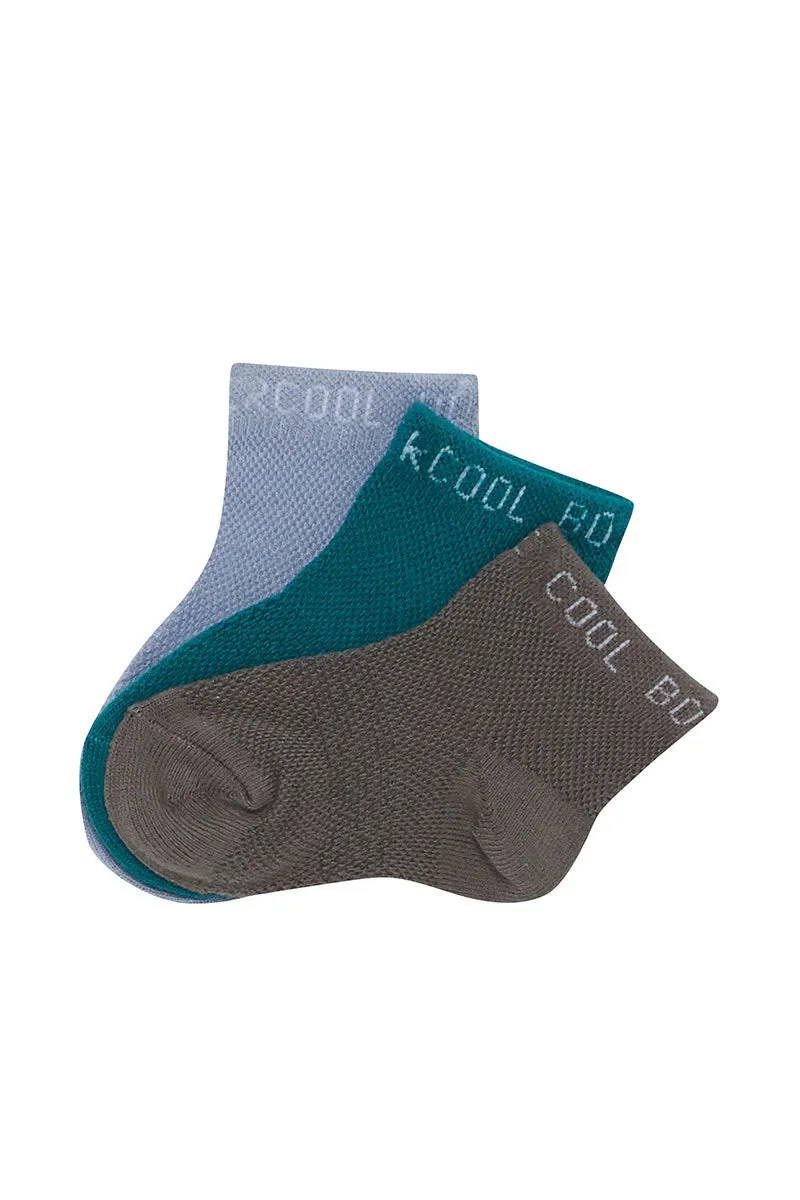 Bonds Baby Wondercool Socks 3 Pack - Charcoal/Teal/Denim