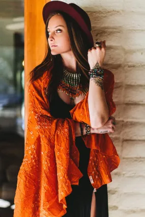 Burnt Orange Batik Cotton Scarf