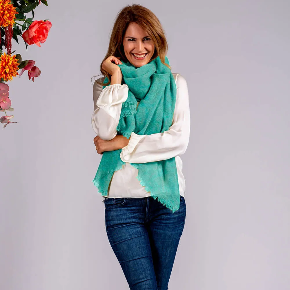 Caribbean Green Gossamer Cashmere Shawl