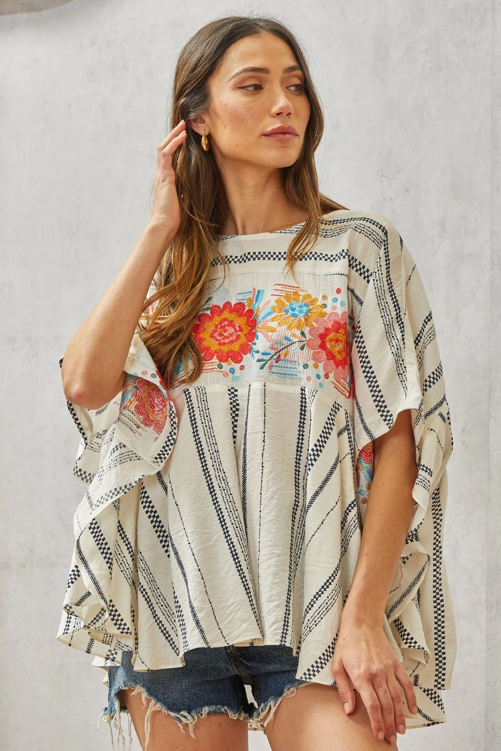 Coastal Daze emroidered poncho blouse S-2x/3x * on sale *