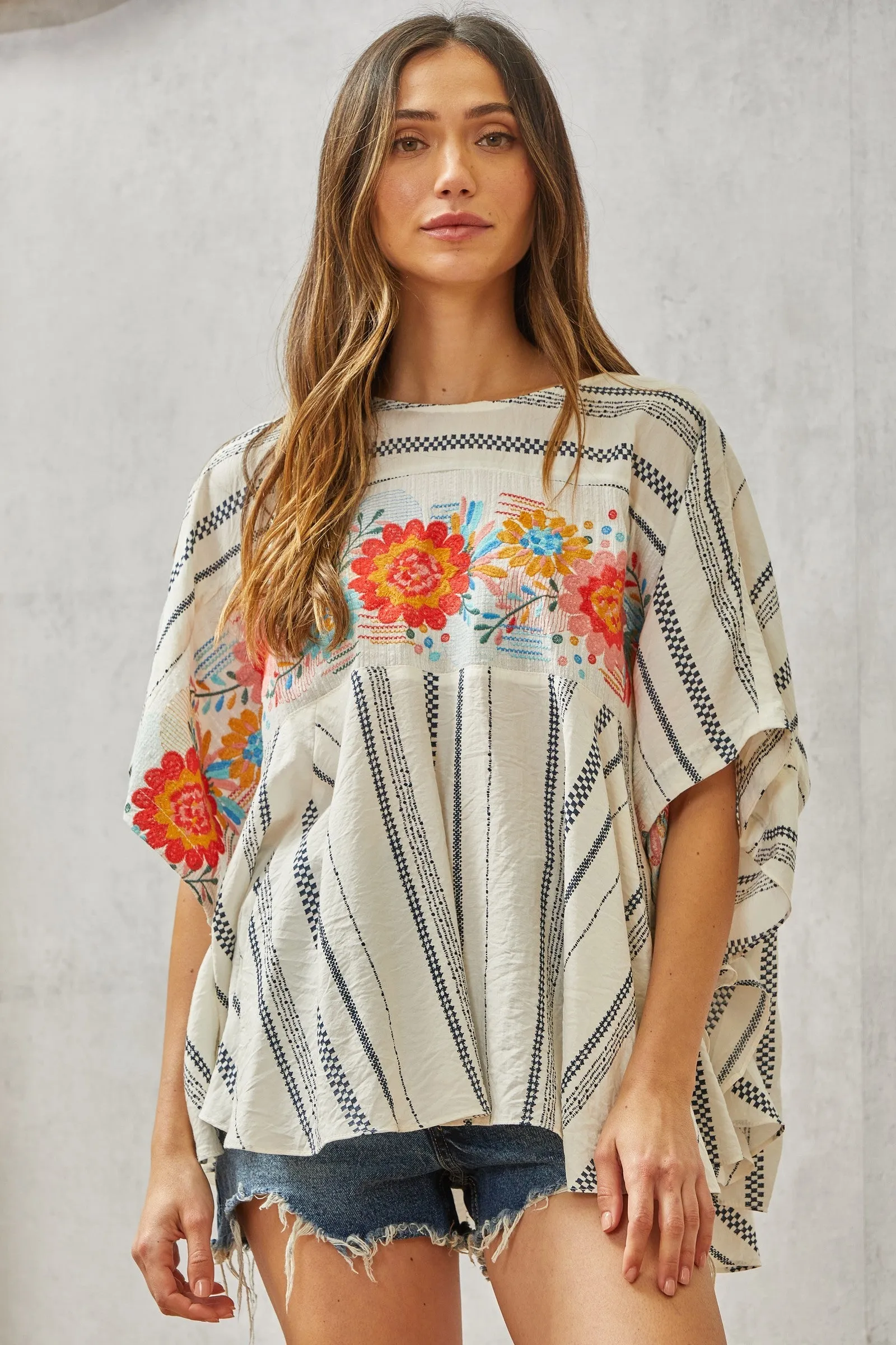 Coastal Daze emroidered poncho blouse S-2x/3x * on sale *