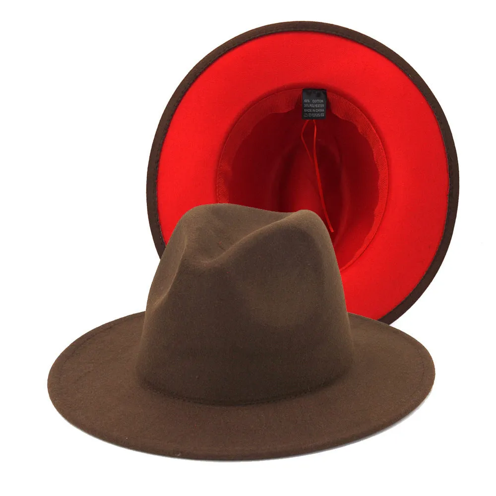 Colour Overload Duo Tone Wool Felt Fedora Hats Unisex Wide Brim Hat