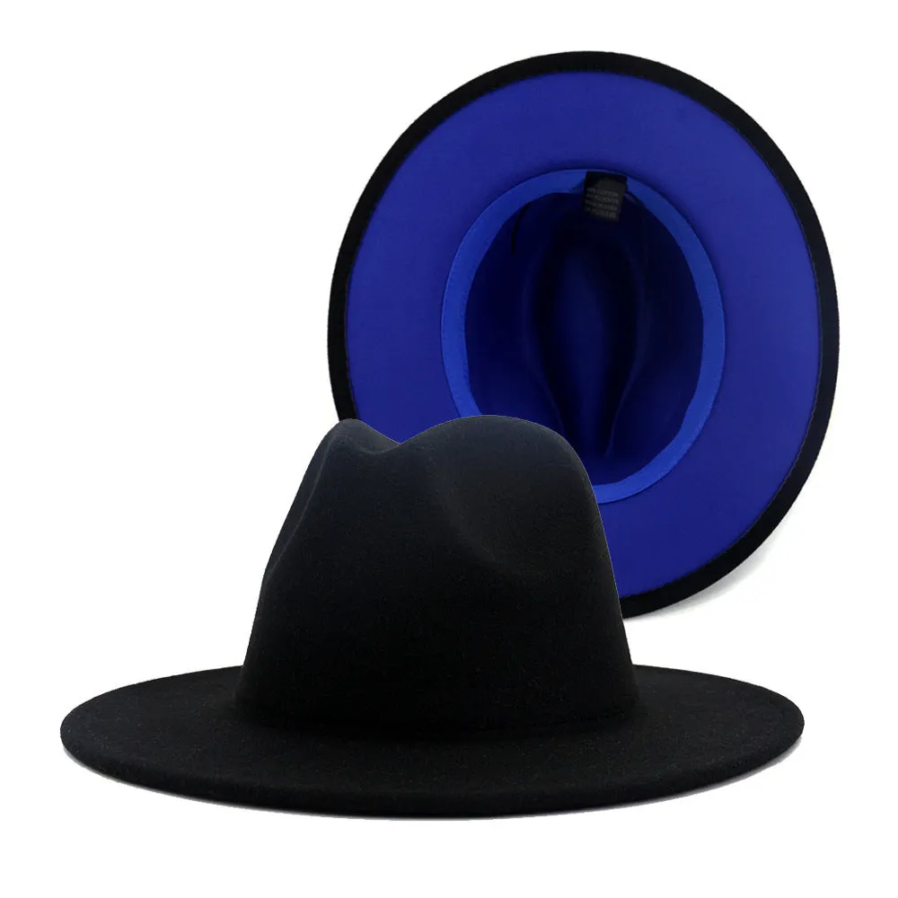 Colour Overload Duo Tone Wool Felt Fedora Hats Unisex Wide Brim Hat