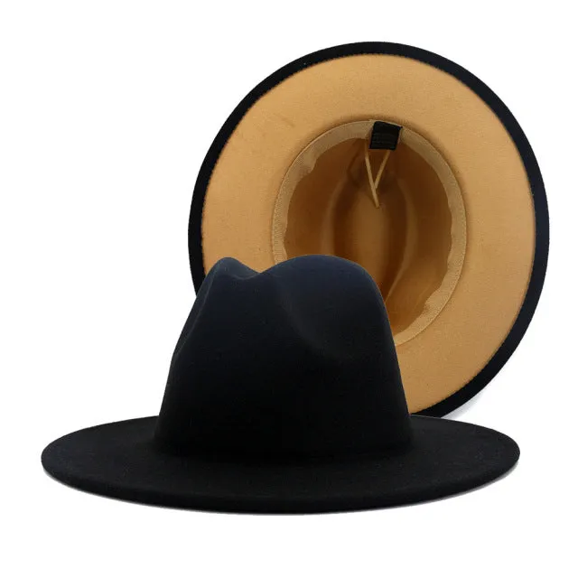 Colour Overload Duo Tone Wool Felt Fedora Hats Unisex Wide Brim Hat