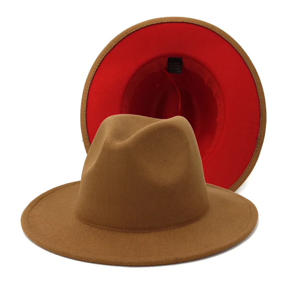 Colour Overload Duo Tone Wool Felt Fedora Hats Unisex Wide Brim Hat