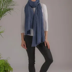 Deep Denim Blue Gossamer Cashmere Shawl