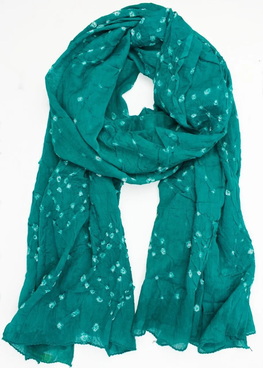 Emerald Green Batik Sheer Cotton Scarf