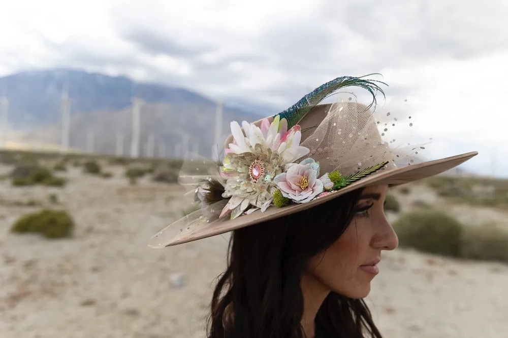 Ethereal Blossom: One-of-a-Kind  Boho Hat by Sherri Baldy