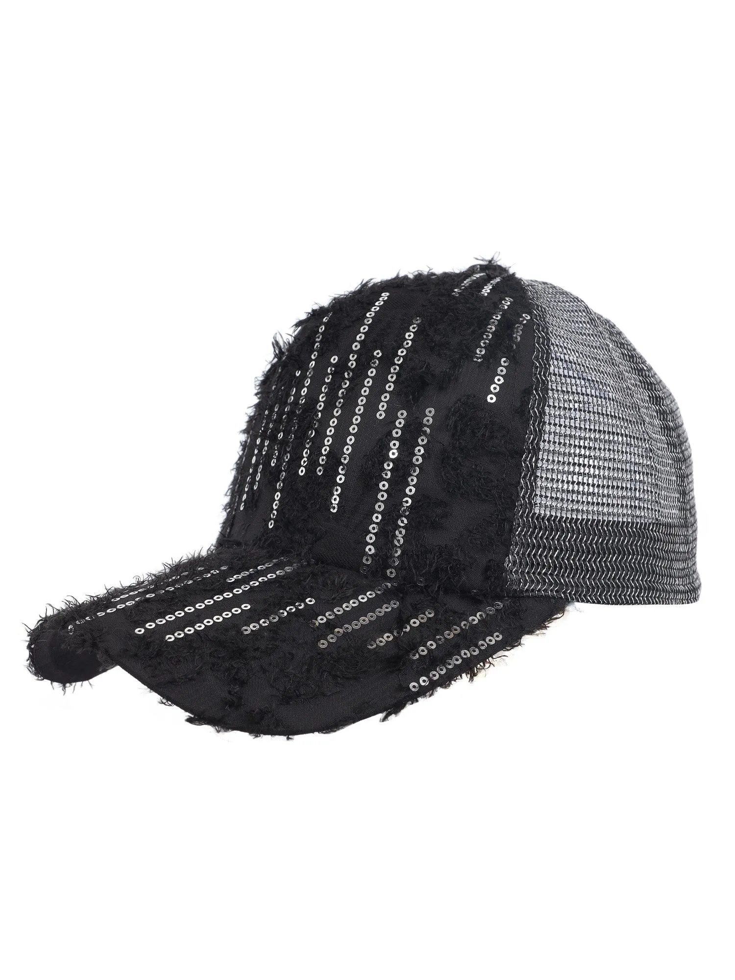 FabSeasons Sequin glitter Trucker snapback caps & hats, with breathable mesh, 5 Panel cap for girls & women