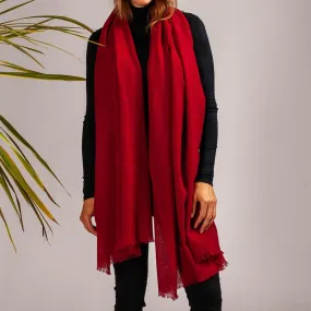 Firebrick Red Gossamer Cashmere Shawl