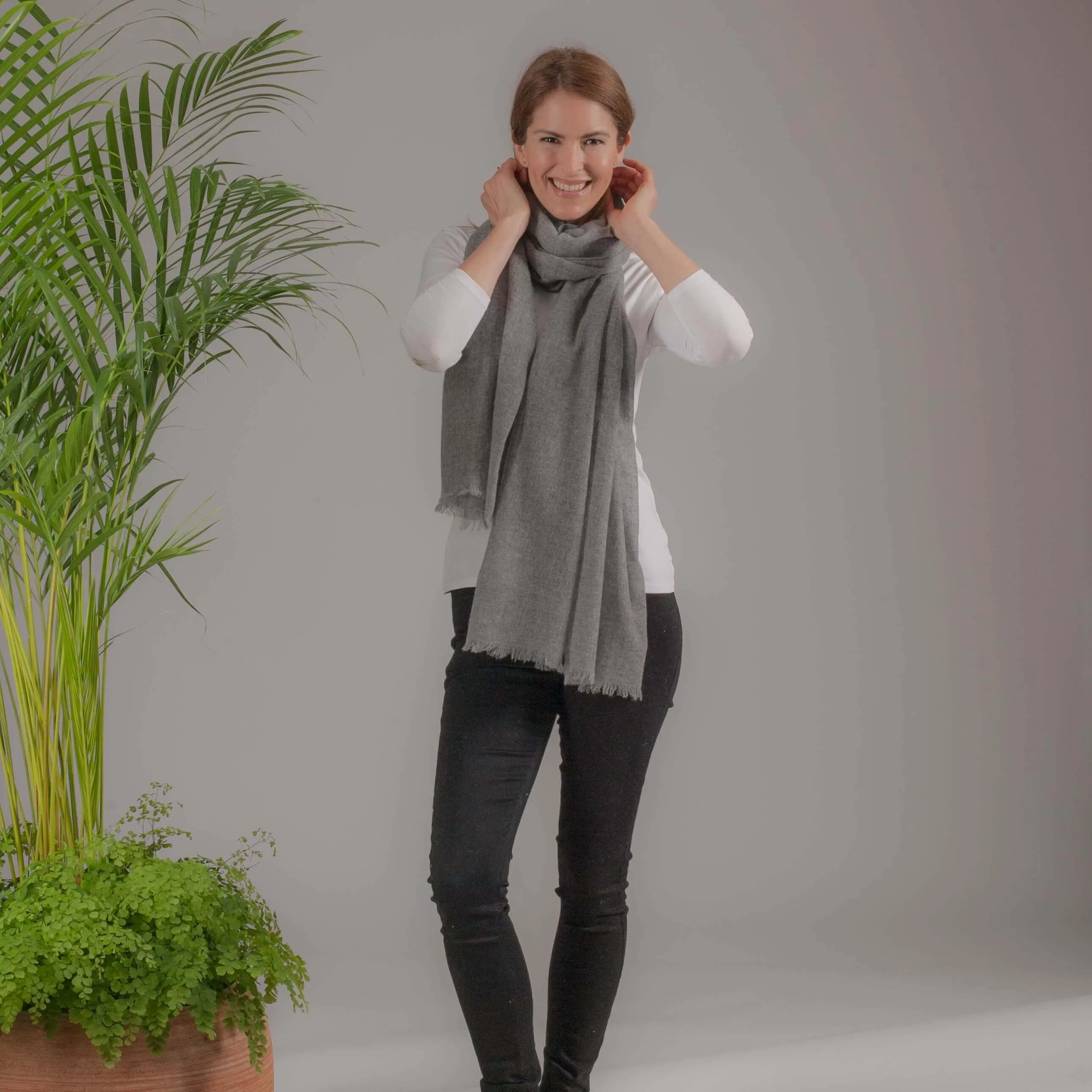 Flint Grey Gossamer Cashmere Shawl