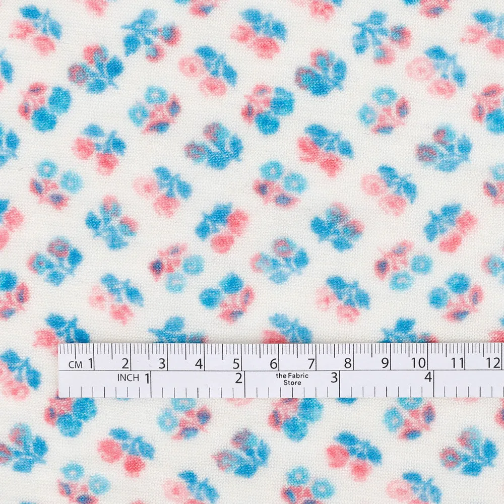 Floral Motif Wool Jersey - Capri / Pink