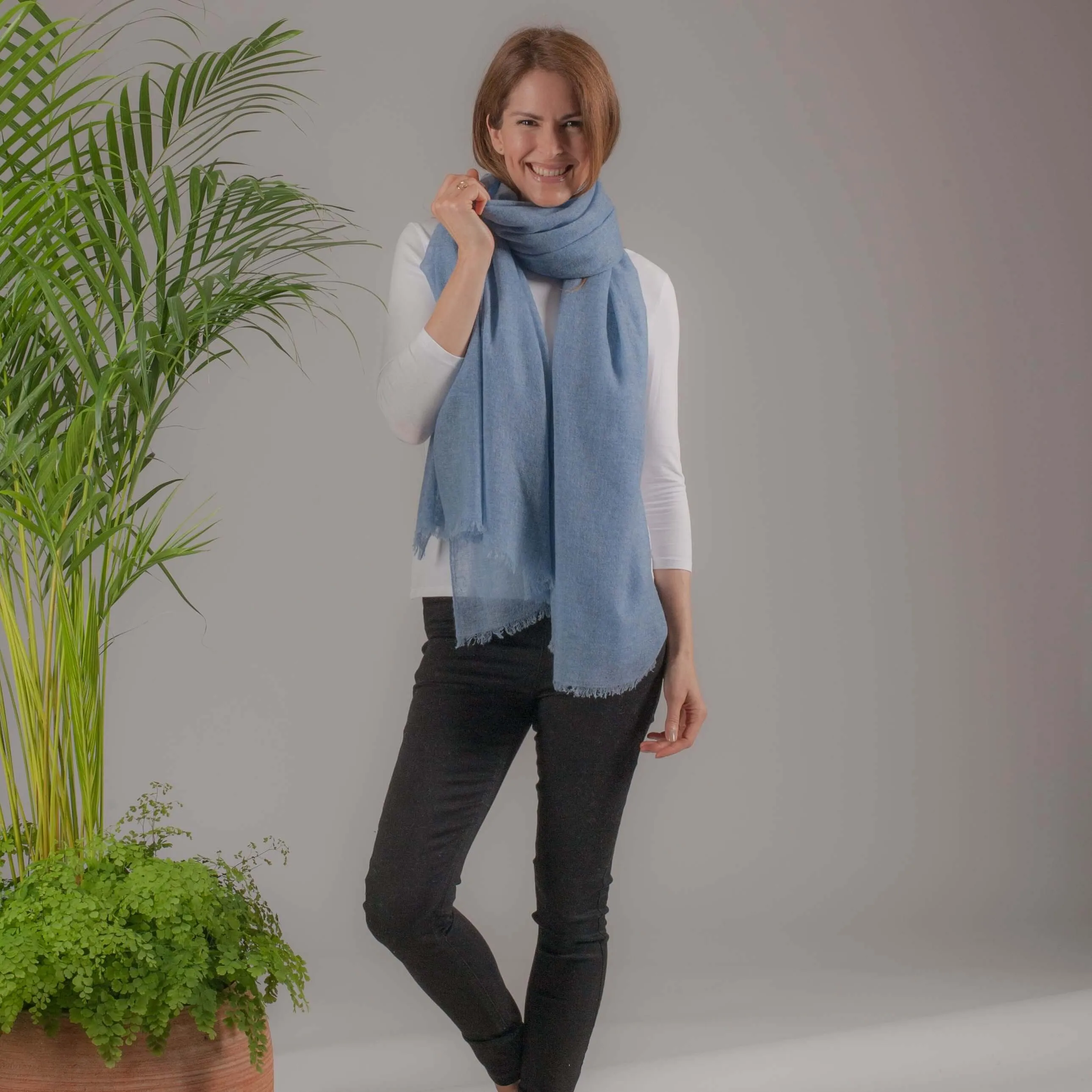 Forever Blue Gossamer Cashmere Shawl