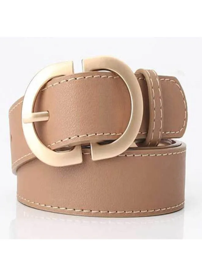 Gold Double Ring Buckle Leather Belt For Ladies, Luxury Design Casual Jeans Thin Waist Seal Leather Belt for Women