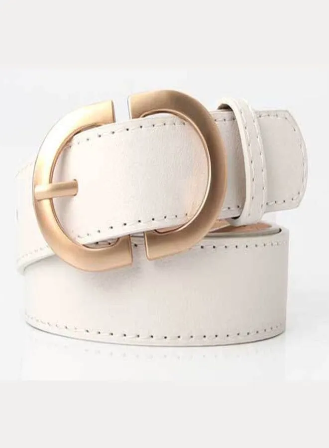 Gold Double Ring Buckle Leather Belt For Ladies, Luxury Design Casual Jeans Thin Waist Seal Leather Belt for Women