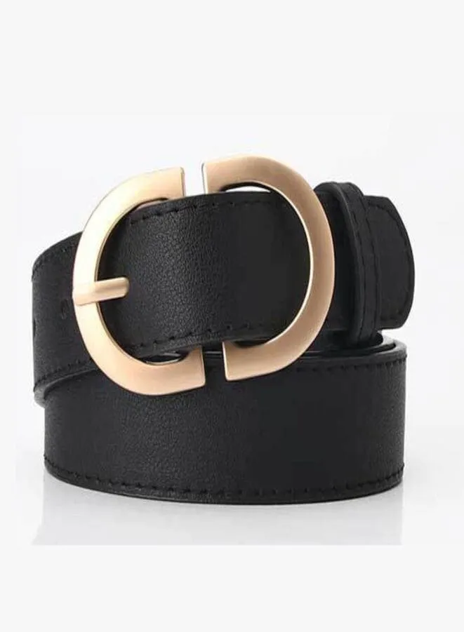 Gold Double Ring Buckle Leather Belt For Ladies, Luxury Design Casual Jeans Thin Waist Seal Leather Belt for Women