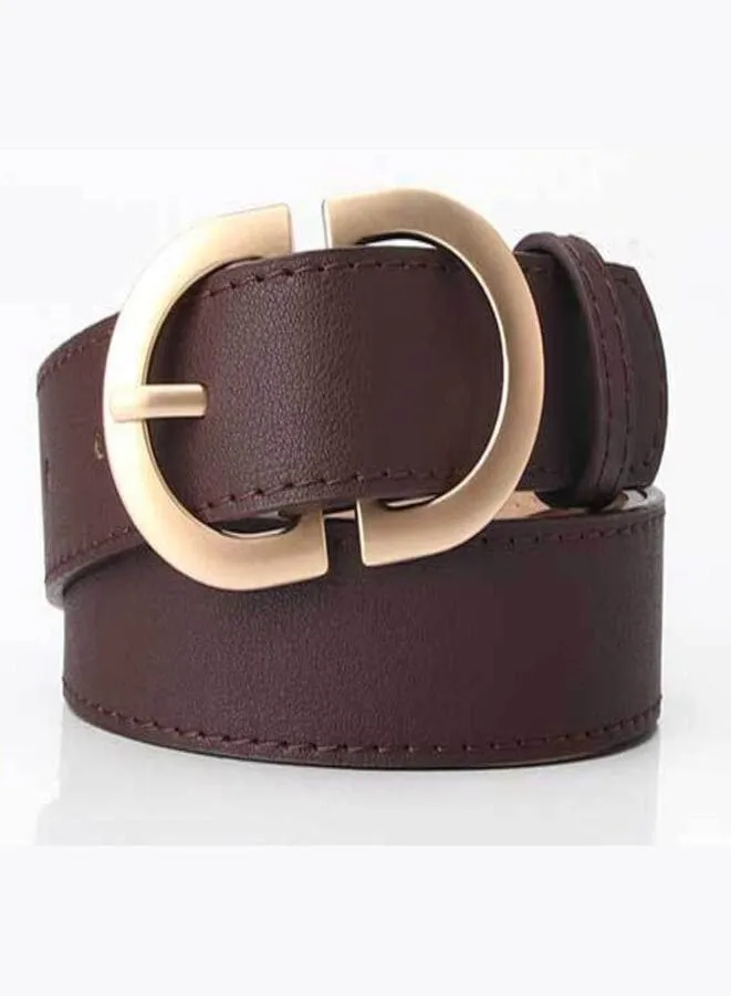 Gold Double Ring Buckle Leather Belt For Ladies, Luxury Design Casual Jeans Thin Waist Seal Leather Belt for Women