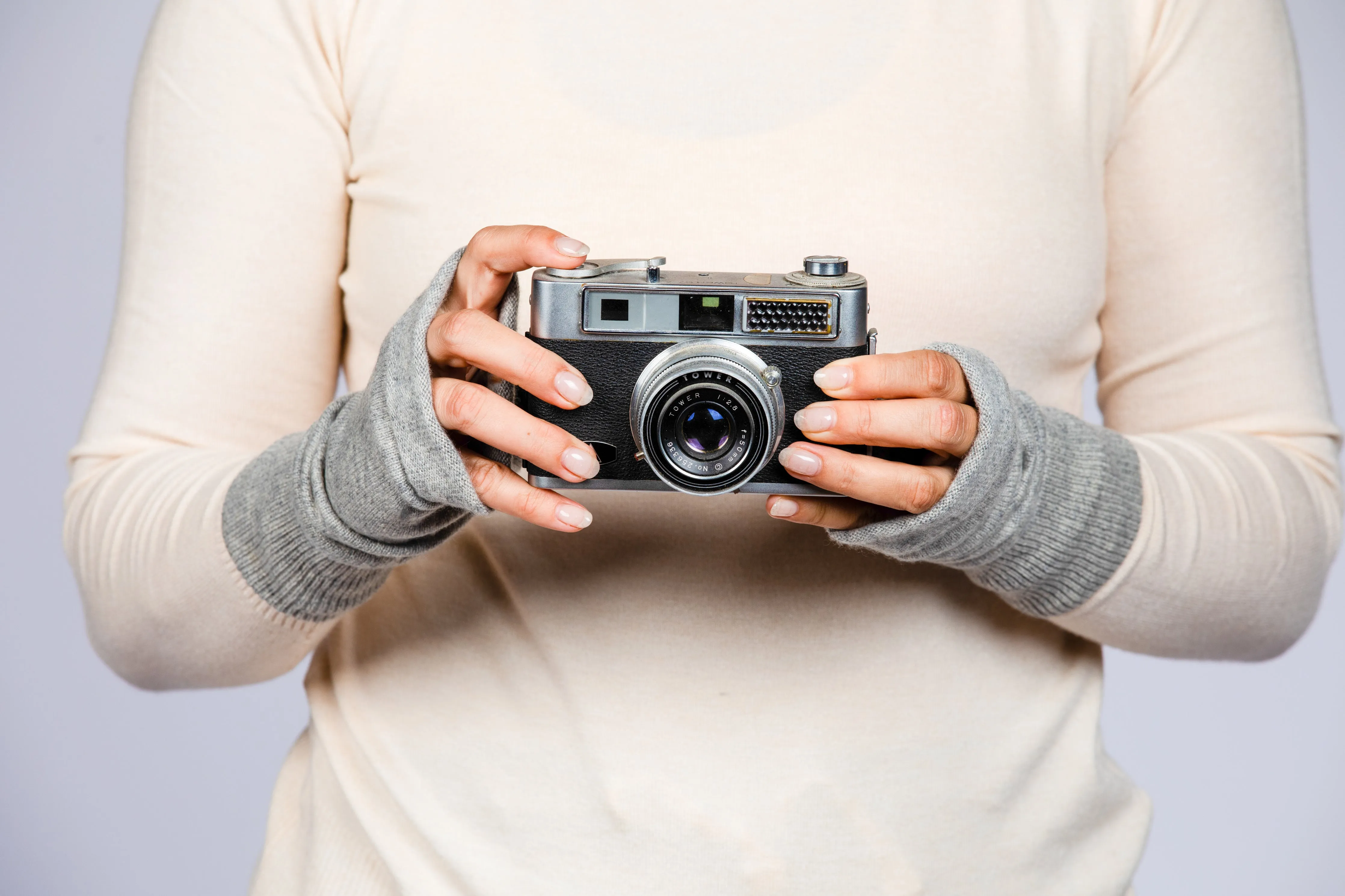 Gray - Cashmere  Fingerless Gloves