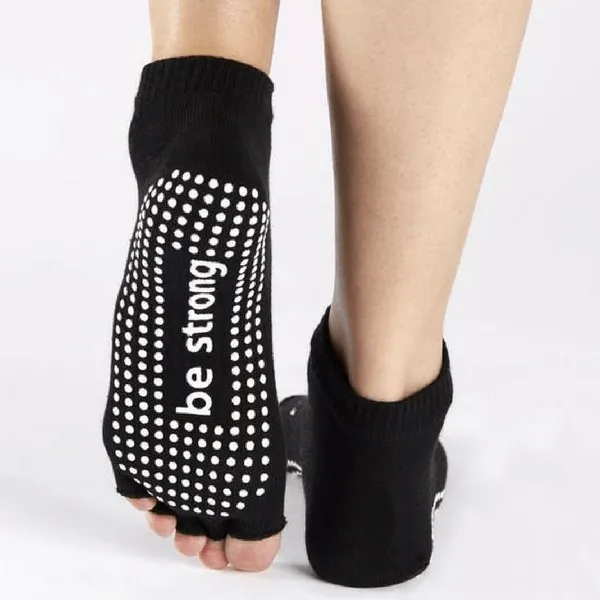 Half Toe Socks - Be Strong in Black (Barre / Pilates)