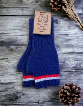 Jess & Lou Cosy Fingerless Double Striped Gloves