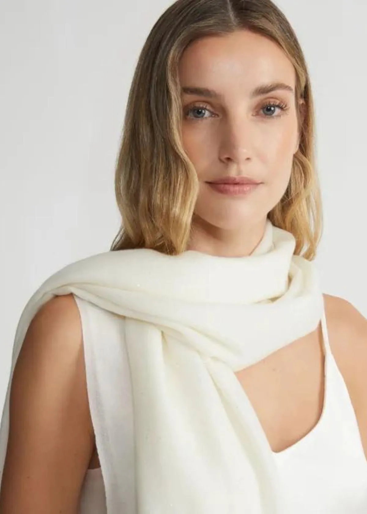 LAFAYETTE 148 Sequin Wool Shawl - Ivory