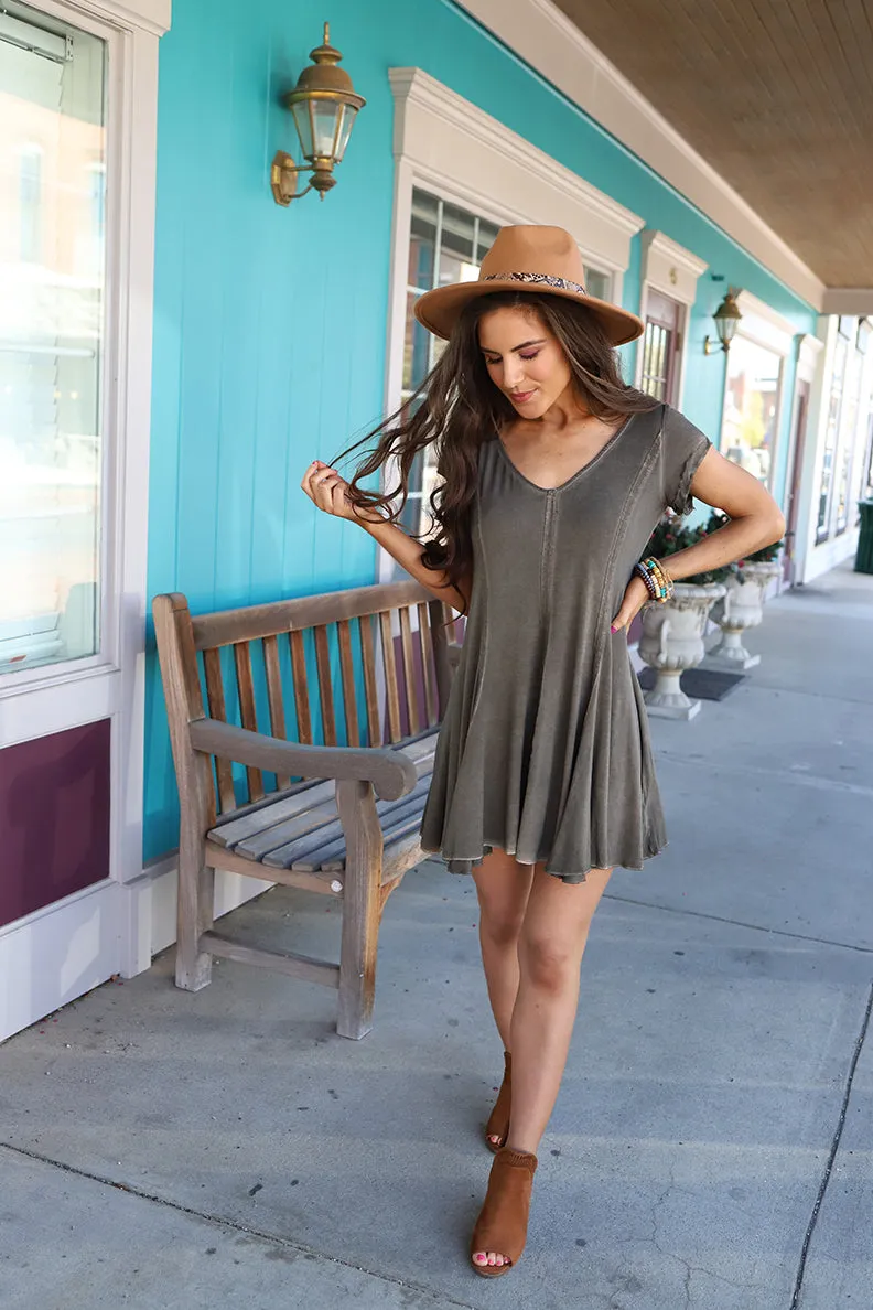 Laney Super Soft Tee Shirt Dress - Olive