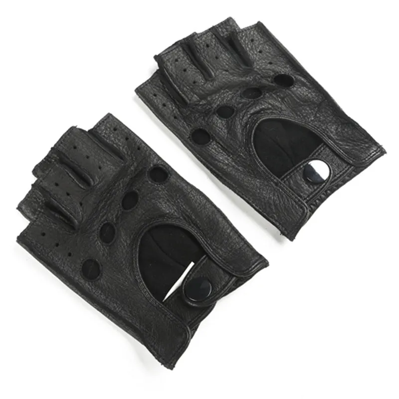 Men's Genuine Leather Fingerless Gloves